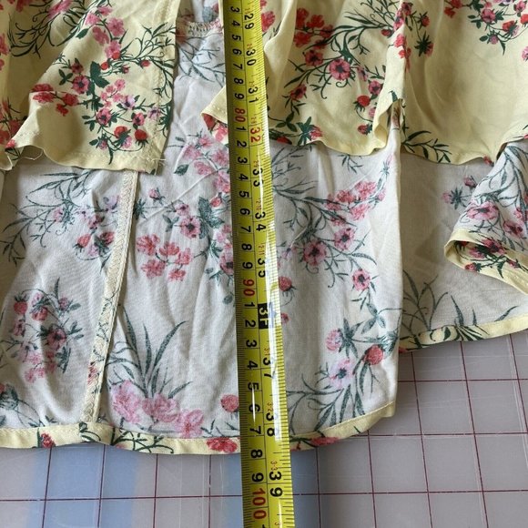 No Boundaries Skirt Womens XXXL (21) Yellow Floral Midi Hi Lo Smocked Waist - Picture 9 of 11